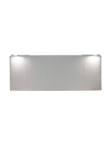 TESTIERA | Spalliera in Ecopelle con 2 Lampade a Led Touch | Colore Grigio | Cuciture Righe | Dimensioni L.160 H.60 |