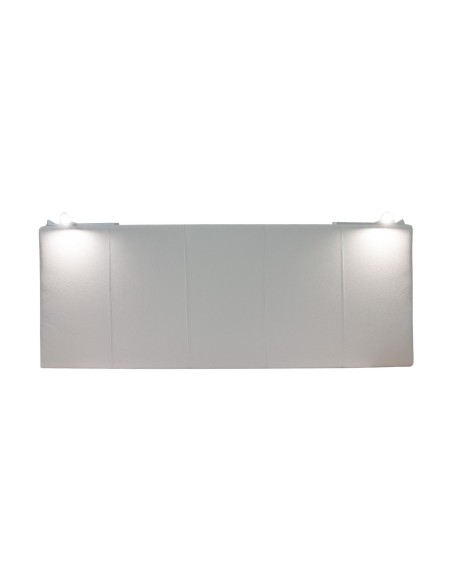 TESTIERA | Spalliera in Ecopelle con 2 Lampade a Led Touch | Colore Grigio | Cuciture Righe | Dimensioni L.160 H.60