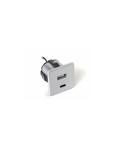 USB/S CHARGER A-C ALLUMINIO | Doppia presa USB/USBC ad incasso | Caricatore USB |