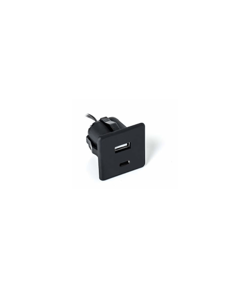 USB/S CHARGER A-C NERA | Doppia presa USB/USBC ad incasso | Caricatore USB |