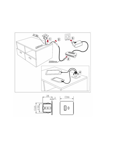 USB/S CHARGER A-C | Doppia presa USB/USBC ad incasso | Colore: Bianco | Caricatore USB | Voltaggio 12V
