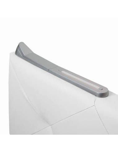 TESTIERA | Spalliera in Ecopelle con 2 Lampade a Led Touch | Colore Bianco | Cuciture Rombi | Dimensioni L.180 H.80
