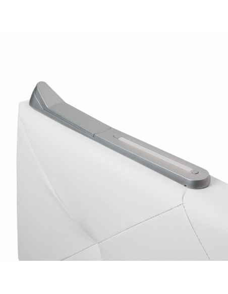 TESTIERA | Spalliera in Ecopelle con 2 Lampade a Led Touch | Colore Bianco | Cuciture Rombi | Dimensioni L.180 H.80