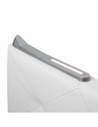 TESTIERA | Spalliera in Ecopelle con 2 Lampade a Led Touch | Colore Bianco | Cuciture Rombi | Dimensioni L.180 H.80 |