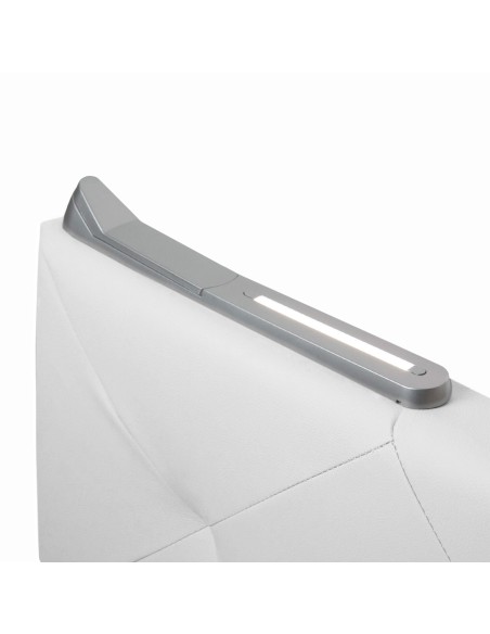 TESTIERA | Spalliera in Ecopelle con 2 Lampade a Led Touch | Colore Bianco | Cuciture Rombi | Dimensioni L.180 H.80