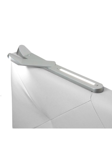 TESTIERA | Spalliera in Ecopelle con 2 Lampade a Led Touch | Colore Bianco | Cuciture Rombi | Dimensioni L.180 H.80