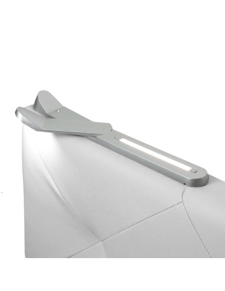 TESTIERA | Spalliera in Ecopelle con 2 Lampade a Led Touch | Colore Bianco | Cuciture Rombi | Dimensioni L.180 H.80 |