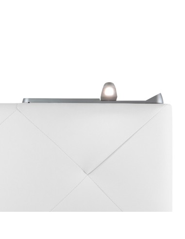 TESTIERA | Spalliera in Ecopelle con 2 Lampade a Led Touch | Colore Bianco | Cuciture Rombi | Dimensioni L.180 H.80 |