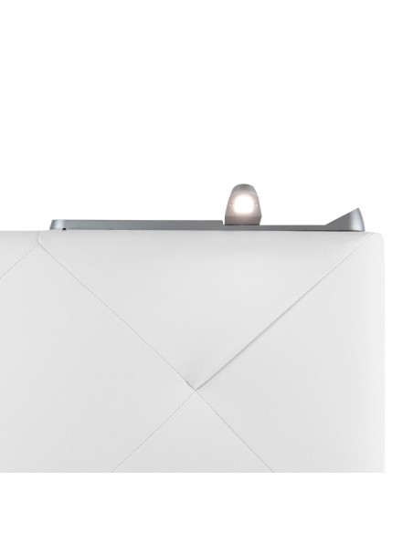 TESTIERA | Spalliera in Ecopelle con 2 Lampade a Led Touch | Colore Bianco | Cuciture Rombi | Dimensioni L.180 H.80 |