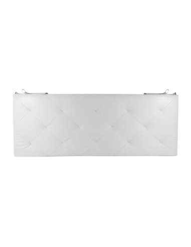 TESTIERA | Spalliera in Ecopelle con 2 Lampade a Led Touch | Colore Bianco | Cuciture Rombi | Dimensioni L.180 H.80 |