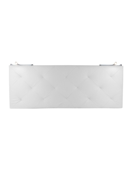 TESTIERA | Spalliera in Ecopelle con 2 Lampade a Led Touch | Colore Bianco | Cuciture Rombi | Dimensioni L.180 H.80