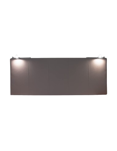 TESTIERA | Spalliera in Ecopelle con 2 Lampade a Led Touch | Colore Elephant | Cuciture Righe | Dimensioni L.160 H.60 |
