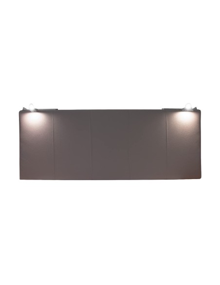 TESTIERA | Spalliera in Ecopelle con 2 Lampade a Led Touch | Colore Elephant | Cuciture Righe | Dimensioni L.160 H.60