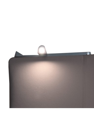 TESTIERA | Spalliera in Ecopelle con 2 Lampade a Led Touch | Colore Elephant | Cuciture Righe | Dimensioni L.160 H.60 |