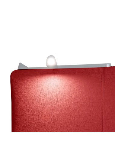 TESTIERA | Spalliera in Ecopelle con 2 Lampade a Led Touch | Colore Rosso | Cuciture Righe | Dimensioni L.160 H.60