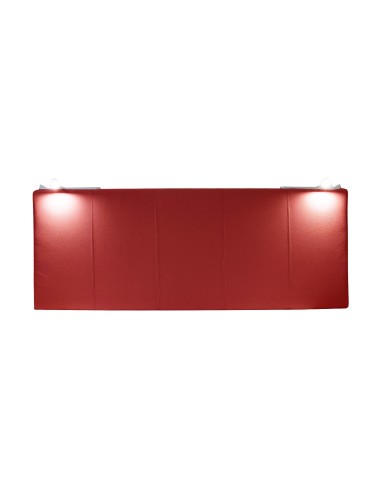TESTIERA | Spalliera in Ecopelle con 2 Lampade a Led Touch | Colore Rosso | Cuciture Righe | Dimensioni L.160 H.60 |