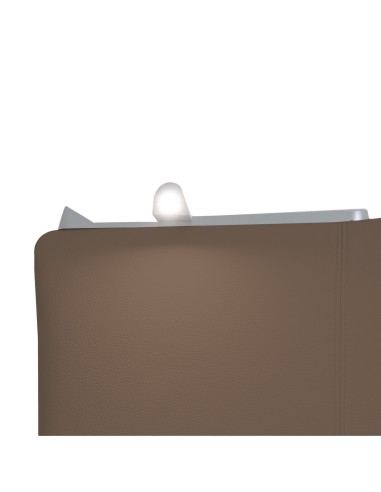 TESTIERA | Spalliera in Ecopelle con 2 Lampade a Led Touch | Colore Taupe | Cuciture Righe | Dimensioni L.160 H.60 |