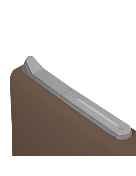 TESTIERA | Spalliera in Ecopelle con 2 Lampade a Led Touch | Colore Taupe | Cuciture Righe | Dimensioni L.160 H.60 |