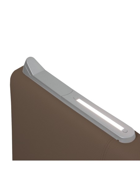 TESTIERA | Spalliera in Ecopelle con 2 Lampade a Led Touch | Colore Taupe | Cuciture Righe | Dimensioni L.160 H.60 |