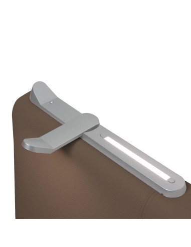 TESTIERA | Spalliera in Ecopelle con 2 Lampade a Led Touch | Colore Taupe | Cuciture Righe | Dimensioni L.160 H.60 |