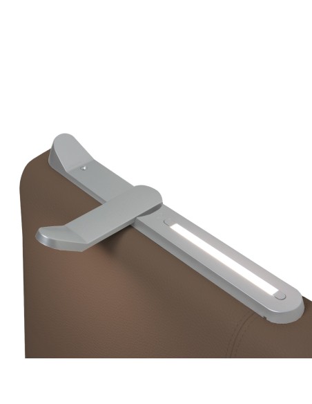 TESTIERA | Spalliera in Ecopelle con 2 Lampade a Led Touch | Colore Taupe | Cuciture Righe | Dimensioni L.160 H.60 |