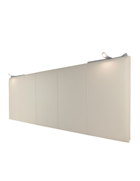 TESTIERA | Spalliera in Ecopelle con 2 Lampade a Led Touch | Colore Caramello | Cuciture Righe | Dimensioni L.160 H.60 |