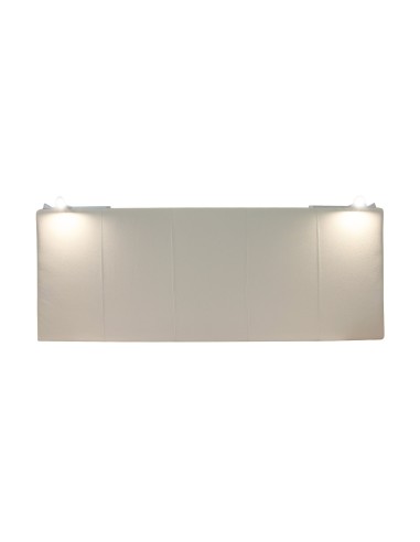 TESTIERA | Spalliera in Ecopelle con 2 Lampade a Led Touch | Colore Caramello | Cuciture Righe | Dimensioni L.160 H.60