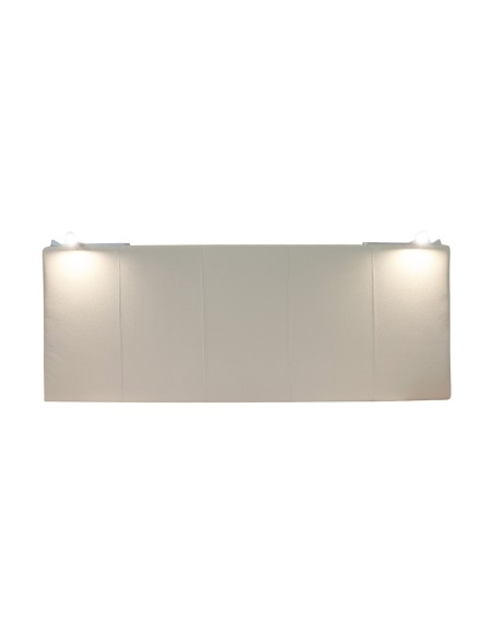 TESTIERA | Spalliera in Ecopelle con 2 Lampade a Led Touch | Colore Caramello | Cuciture Righe | Dimensioni L.160 H.60 |