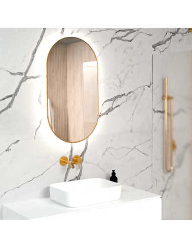 SP19 ORO | Specchio a LED Ovale | Specchio da parete con illuminazione LED | Accensione Touch | Dimensioni 50x90cm |
