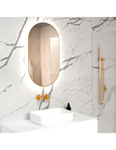 SP19 ORO | Specchio a LED Ovale | Specchio da parete con illuminazione LED | Accensione Touch | Dimensioni 50x90cm |