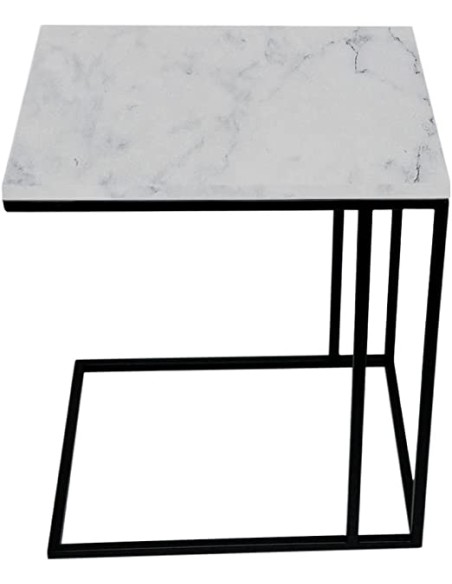 WHISKY Side Table | White Marble | Sofa Companion | Base Dimensions: 40x48 cm | Height 55 cm