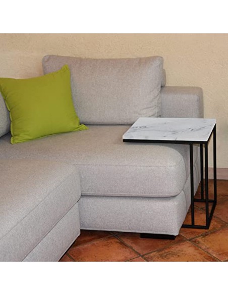 WHISKY Side Table | White Marble | Sofa Companion | Base Dimensions: 40x48 cm | Height 55 cm