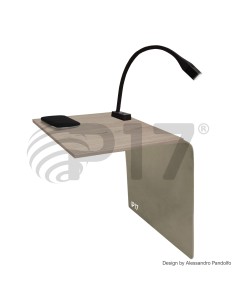 Tavolino WHISKY BRACCIOLO | Tavolino per bracciolo divano con lampada e wireless charger |