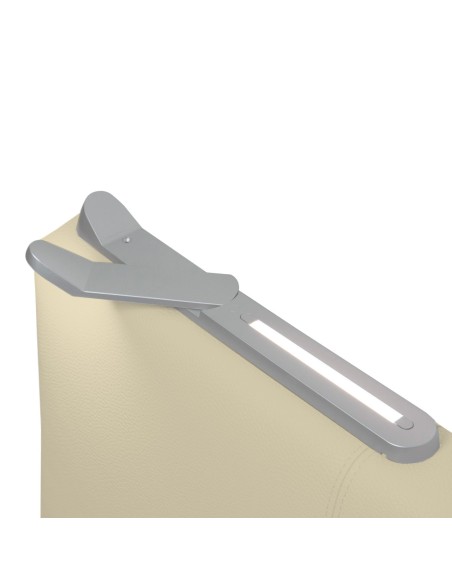TESTIERA | Spalliera in Ecopelle con 2 Lampade a Led Touch | Colore Avorio | Cuciture Righe | Dimensioni L.160 H.60