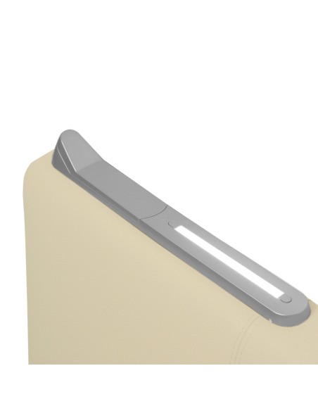 TESTIERA | Spalliera in Ecopelle con 2 Lampade a Led Touch | Colore Avorio | Cuciture Righe | Dimensioni L.160 H.60 |