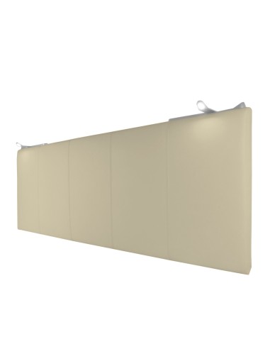 TESTIERA | Spalliera in Ecopelle con 2 Lampade a Led Touch | Colore Avorio | Cuciture Righe | Dimensioni L.160 H.60 |