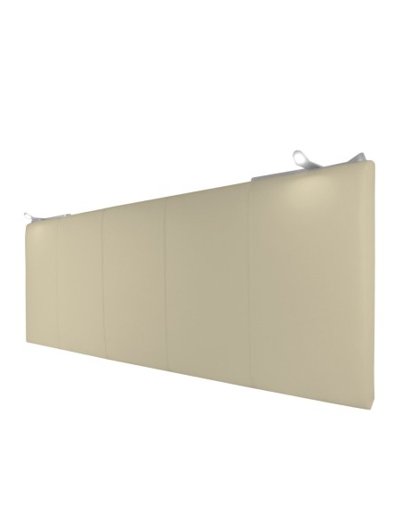 TESTIERA | Spalliera in Ecopelle con 2 Lampade a Led Touch | Colore Avorio | Cuciture Righe | Dimensioni L.160 H.60