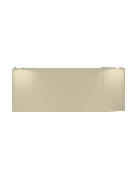 TESTIERA | Spalliera in Ecopelle con 2 Lampade a Led Touch | Colore Avorio | Cuciture Righe | Dimensioni L.160 H.60 |