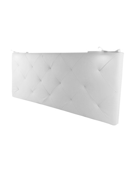 TESTIERA | Spalliera in Ecopelle con 2 Lampade a Led Touch | Colore Bianco | Cuciture Rombi | Dimensioni L.160 H.60 |