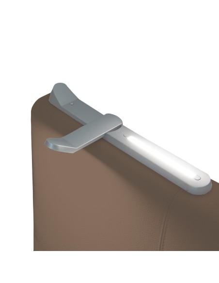 TESTIERA | Spalliera in Ecopelle con 2 Lampade a Led Touch | Colore Taupe | Cuciture Righe | Dimensioni L.180 H.80 |