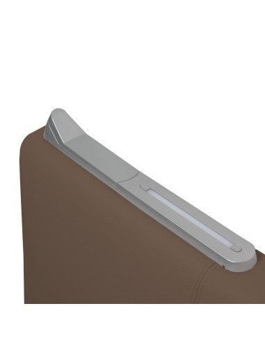 TESTIERA | Spalliera in Ecopelle con 2 Lampade a Led Touch | Colore Taupe | Cuciture Righe | Dimensioni L.180 H.80 |