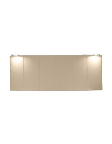 TESTIERA | Spalliera in Ecopelle con 2 Lampade a Led Touch | Colore Caramello | Cuciture Righe | Dimensioni L.180 H.80 |