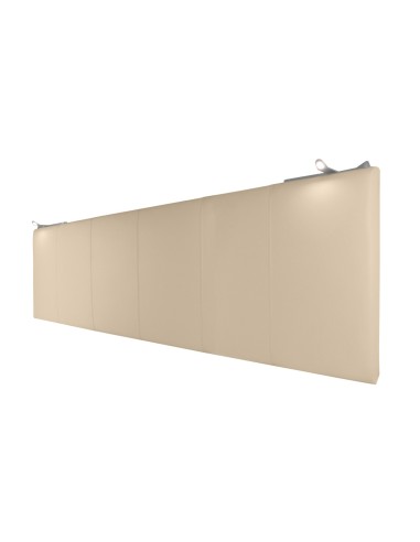 TESTIERA | Spalliera in Ecopelle con 2 Lampade a Led Touch | Colore Caramello | Cuciture Righe | Dimensioni L.180 H.80
