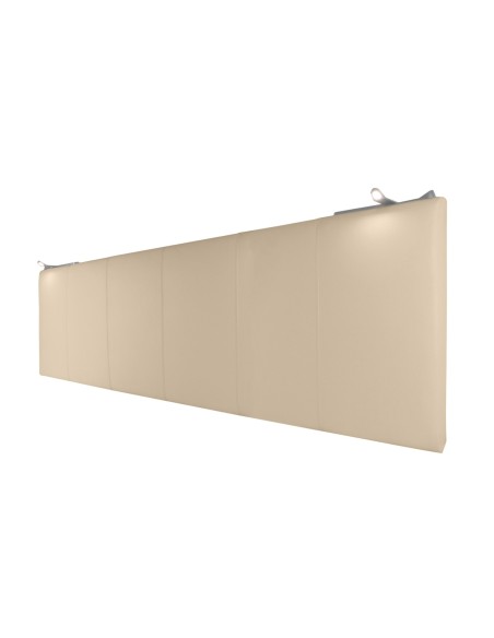 TESTIERA | Spalliera in Ecopelle con 2 Lampade a Led Touch | Colore Caramello | Cuciture Righe | Dimensioni L.180 H.80 |