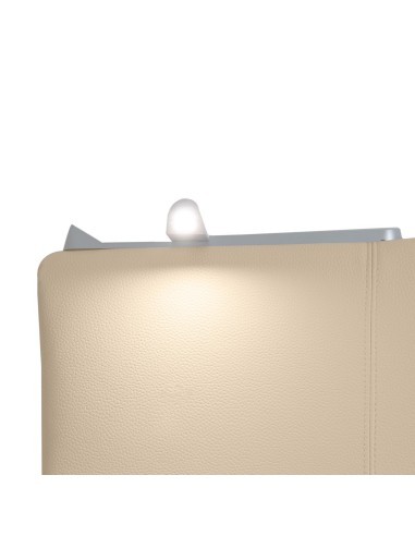 TESTIERA | Spalliera in Ecopelle con 2 Lampade a Led Touch | Colore Caramello | Cuciture Righe | Dimensioni L.180 H.80 |