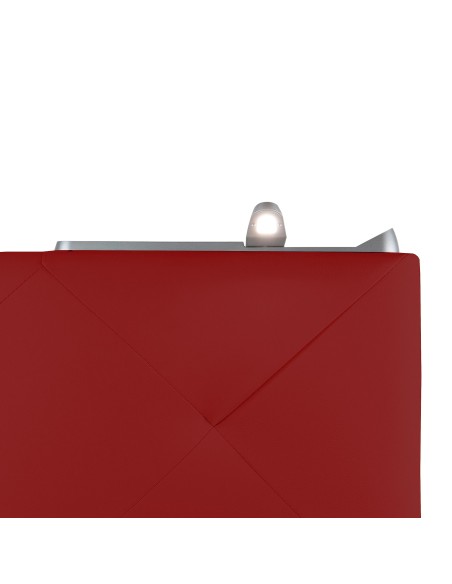 TESTIERA | Spalliera in Ecopelle con 2 Lampade a Led Touch | Colore Rosso | Cuciture Rombi | Dimensioni L.180 H.80 |