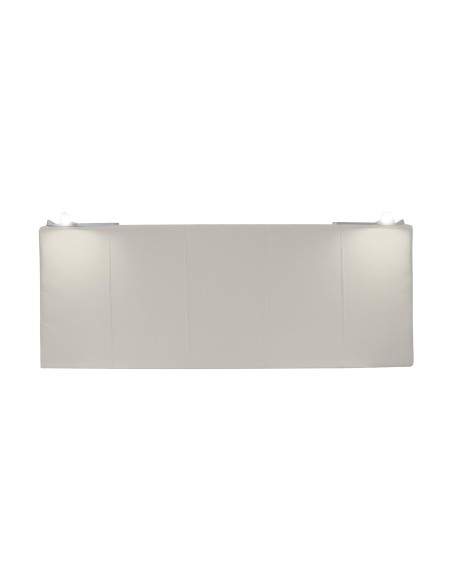 TESTIERA | Spalliera in Ecopelle con 2 Lampade a Led Touch | Colore Ice | Cuciture Righe | Dimensioni L.180 H.80 |