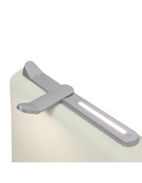 TESTIERA | Spalliera in Ecopelle con 2 Lampade a Led Touch | Colore Ice | Cuciture Righe | Dimensioni L.180 H.80 |