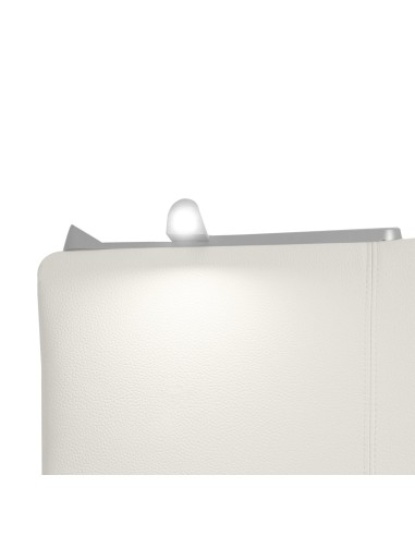 TESTIERA | Spalliera in Ecopelle con 2 Lampade a Led Touch | Colore Ice | Cuciture Righe | Dimensioni L.180 H.80 |