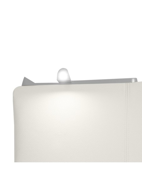 TESTIERA | Spalliera in Ecopelle con 2 Lampade a Led Touch | Colore Ice | Cuciture Righe | Dimensioni L.180 H.80 |